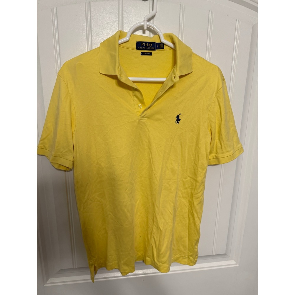 Polo Ralph Lauren Polo Shirt Mens Small Yellow Classic Fit Short Sleeve Pony EUC